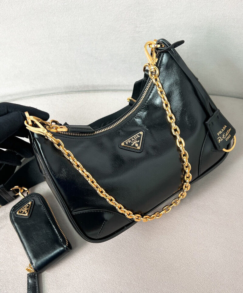 Prada Re-Edition 2005 Leather Bag 1BH204 Black